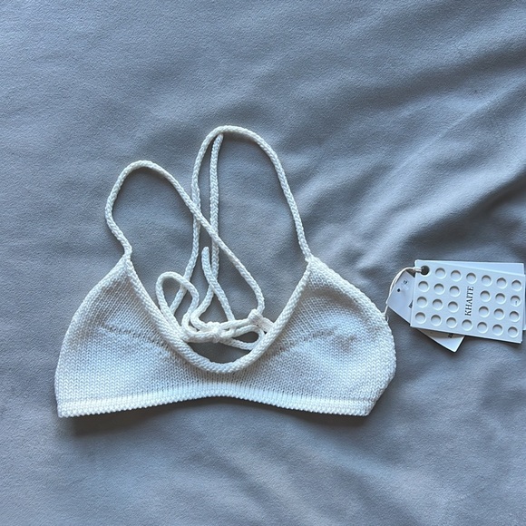 New Khaite Carla Cotton Blend Bralette in Ivory Size Medium - Picture 3 of 7